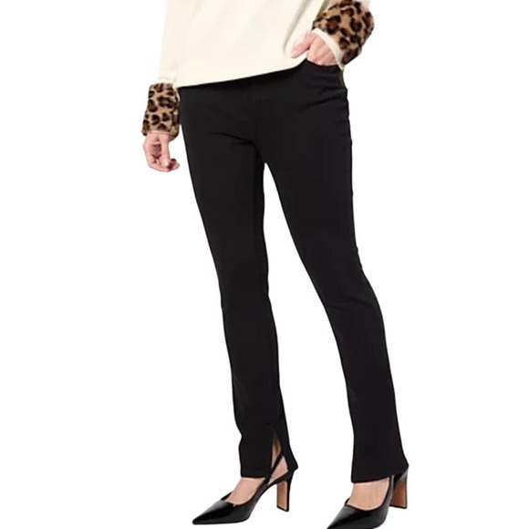 Belle by Kim Gravel Flexibelle Kickity Split Straight Jean BLACK NWOT SIZE 32W - Picture 1 of 7